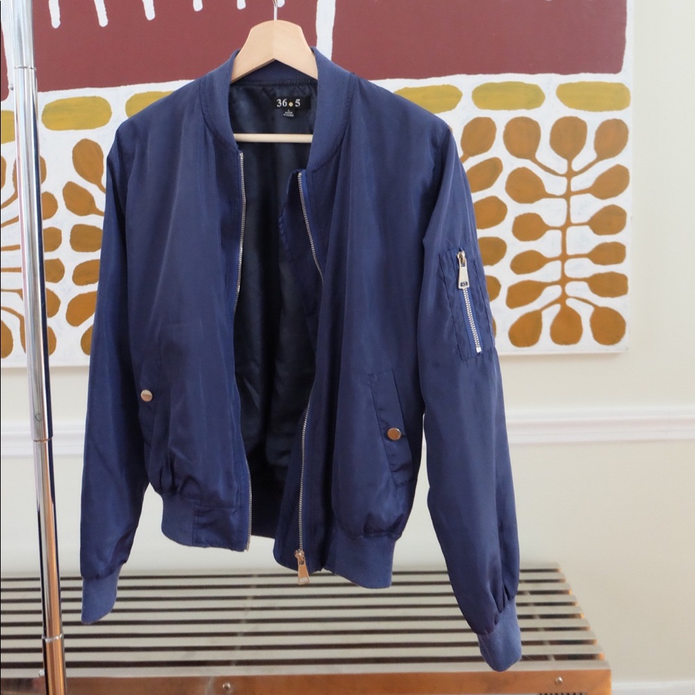 Blue bomber jacket